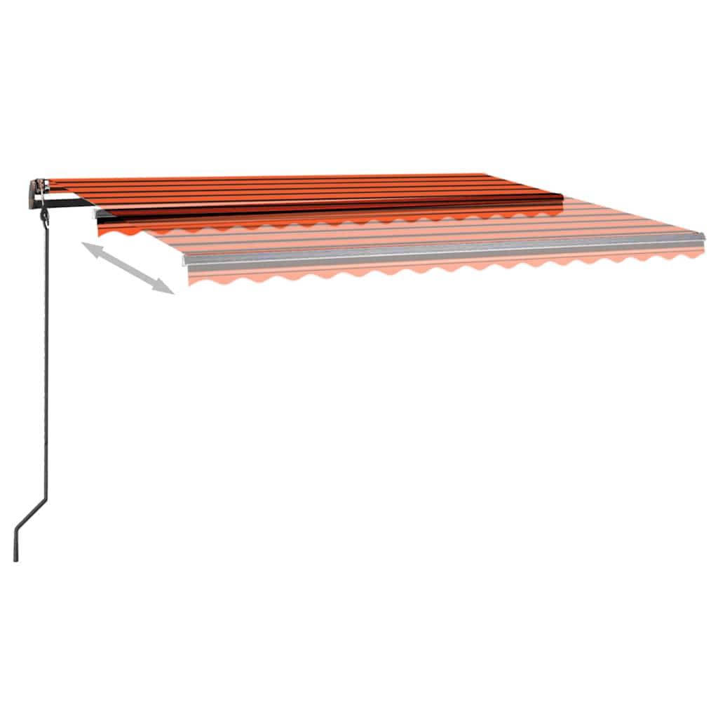 Manual Retractable Awning with LED 4.5x3 m Orange and Brown