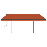 Manual Retractable Awning with LED 4.5x3 m Orange and Brown