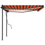 Manual Retractable Awning with LED 4.5x3 m Orange and Brown