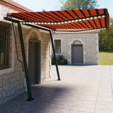 Manual Retractable Awning with LED 4.5x3 m Orange and Brown