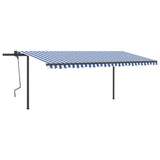 Manual Retractable Awning with Posts 5x3 m Blue and White