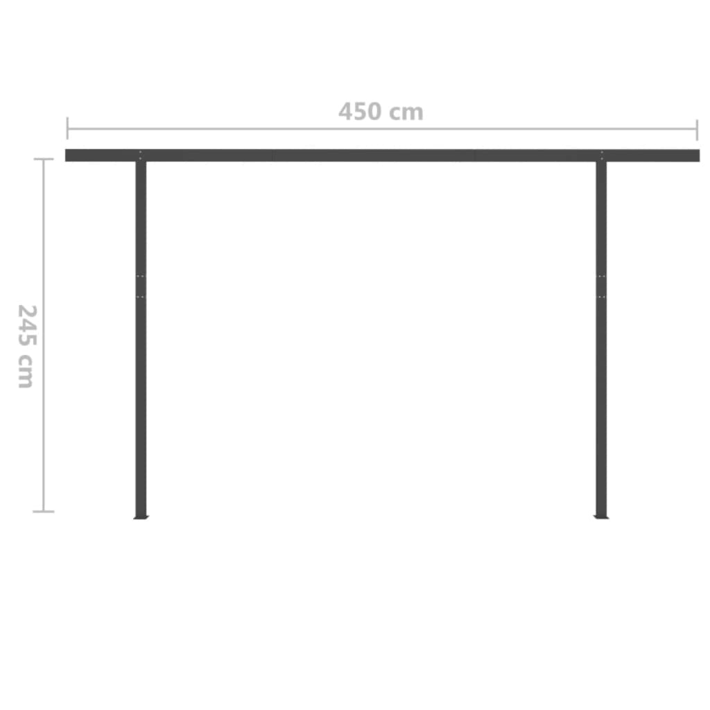 Manual Retractable Awning with Posts 5x3 m Cream