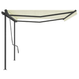 Manual Retractable Awning with Posts 5x3 m Cream