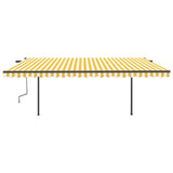 Manual Retractable Awning with Posts 5x3 m Yellow and White