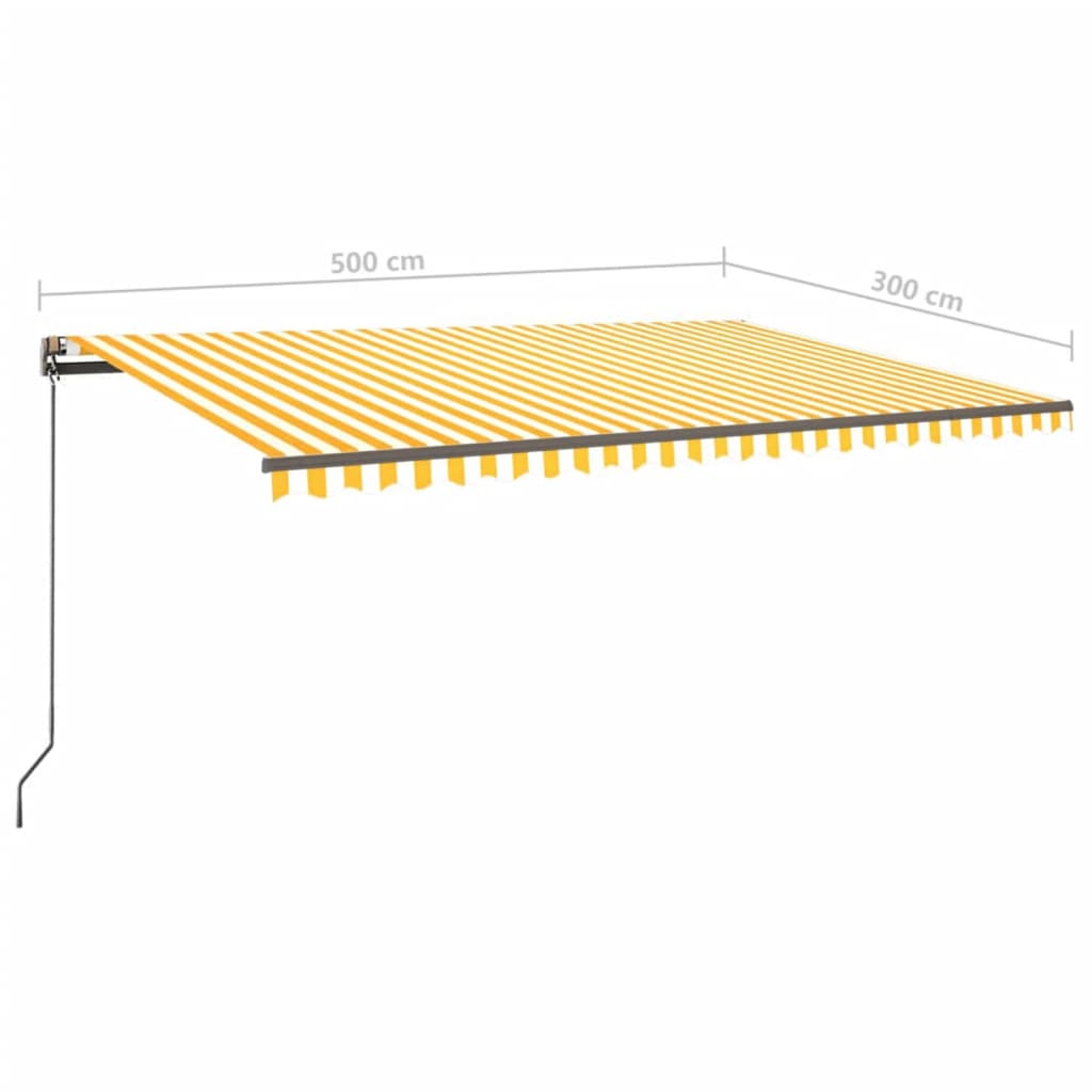 Manual Retractable Awning with Posts 5x3 m Yellow and White