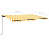 Manual Retractable Awning with Posts 5x3 m Yellow and White