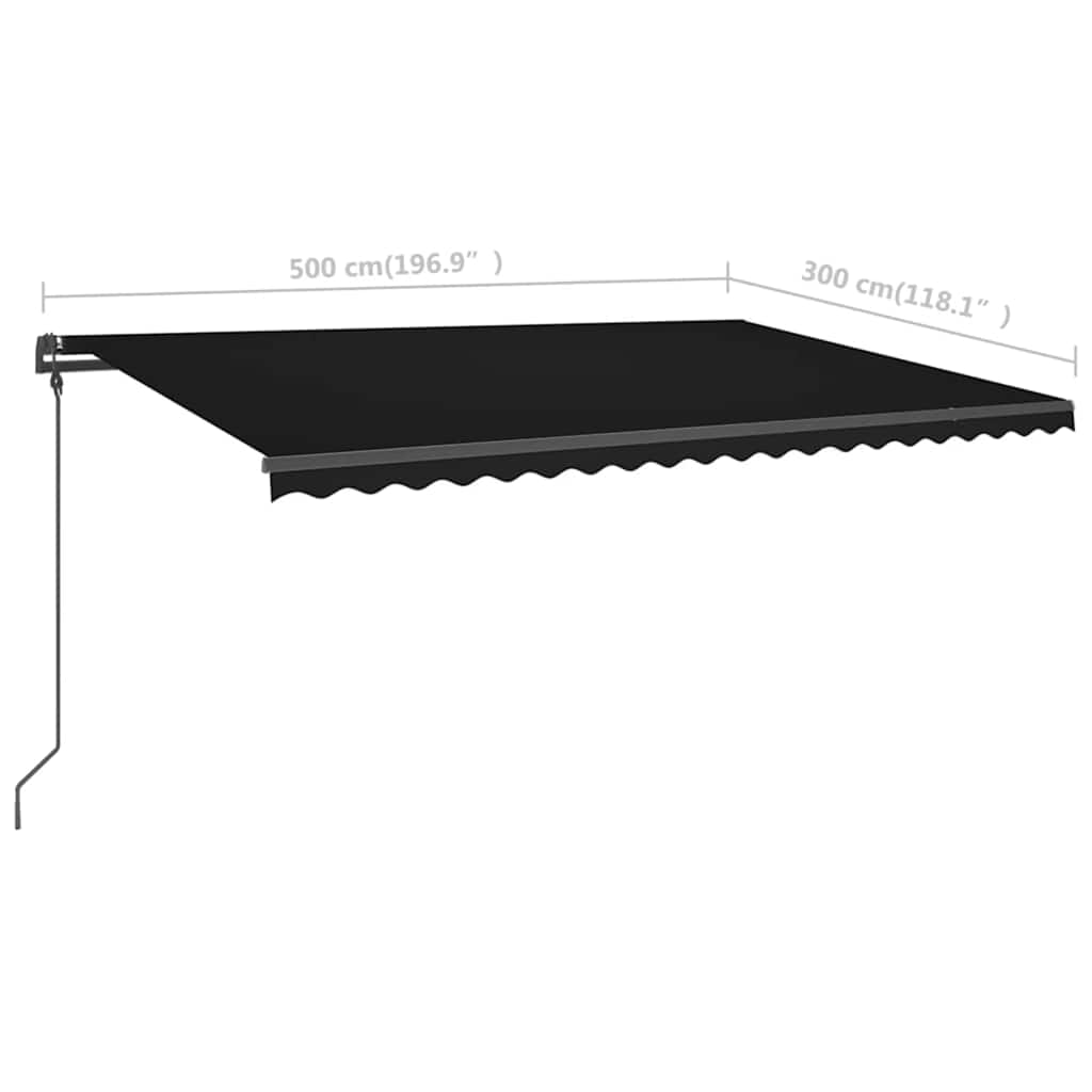 Manual Retractable Awning with Posts 5x3 m Anthracite