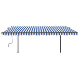 Manual Retractable Awning with LED 5x3 m Blue and White