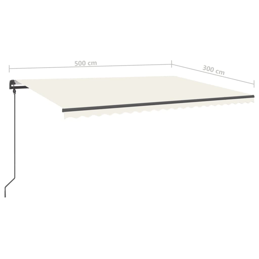 Manual Retractable Awning with LED 5x3 m Cream