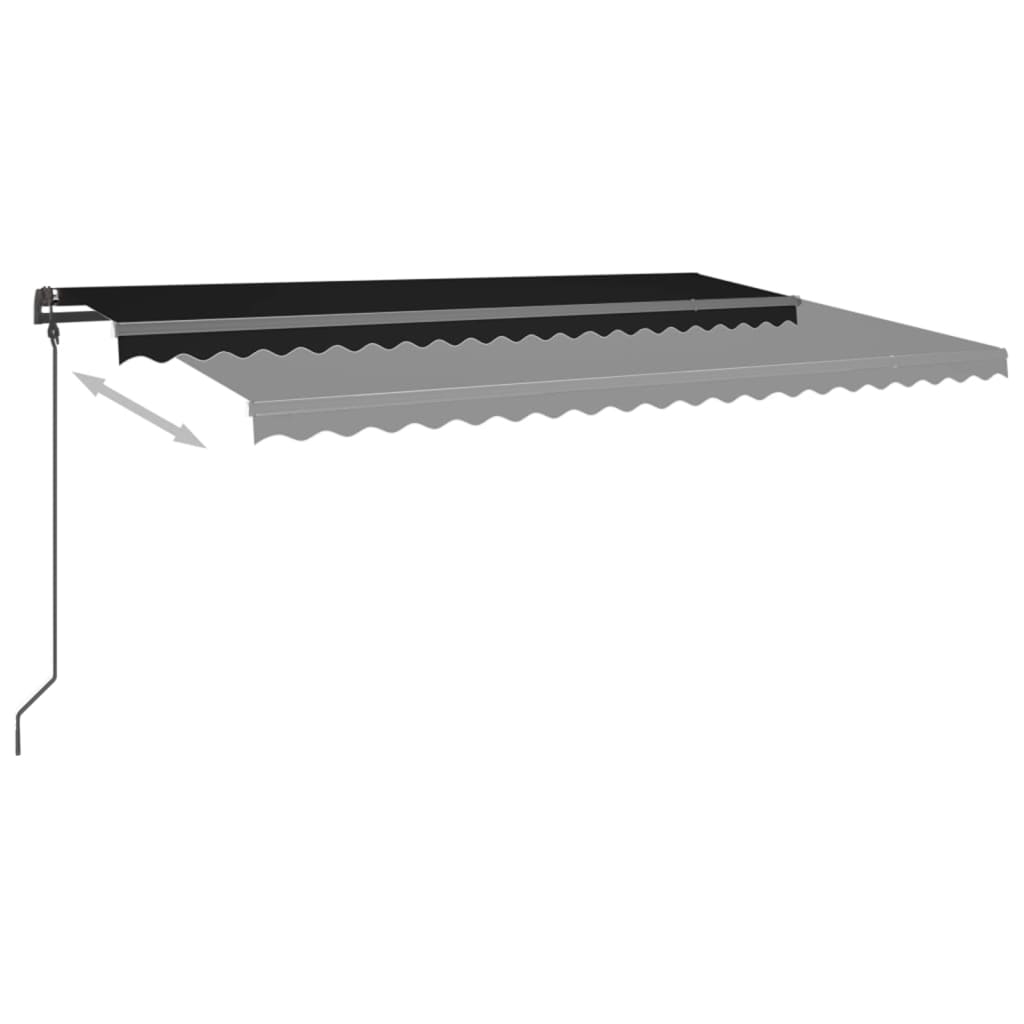 Manual Retractable Awning with LED 5x3 m Anthracite