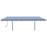 Manual Retractable Awning with Posts 6x3 m Blue and White