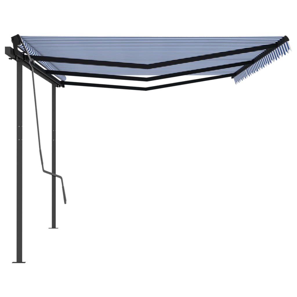 Manual Retractable Awning with Posts 6x3 m Blue and White