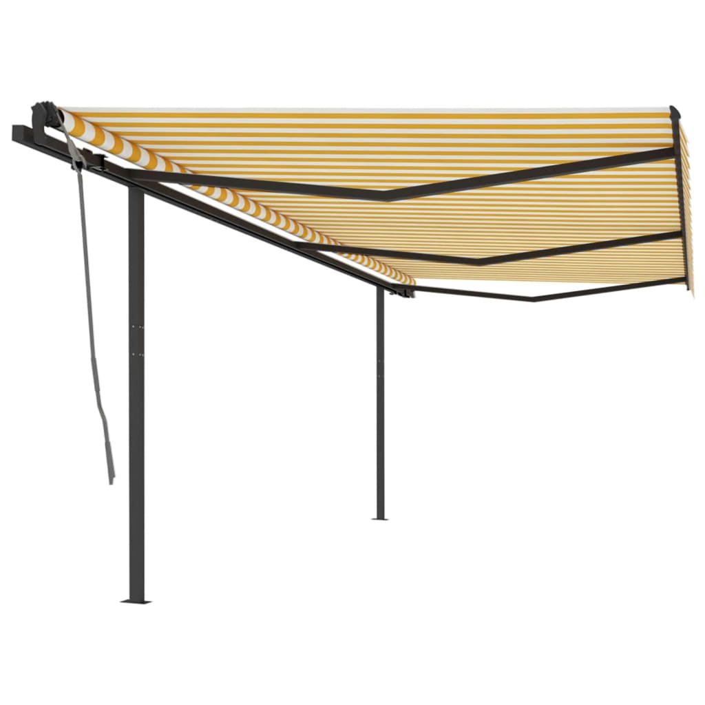 Manual Retractable Awning with Posts 6x3 m Yellow and White