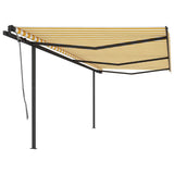 Manual Retractable Awning with Posts 6x3 m Yellow and White