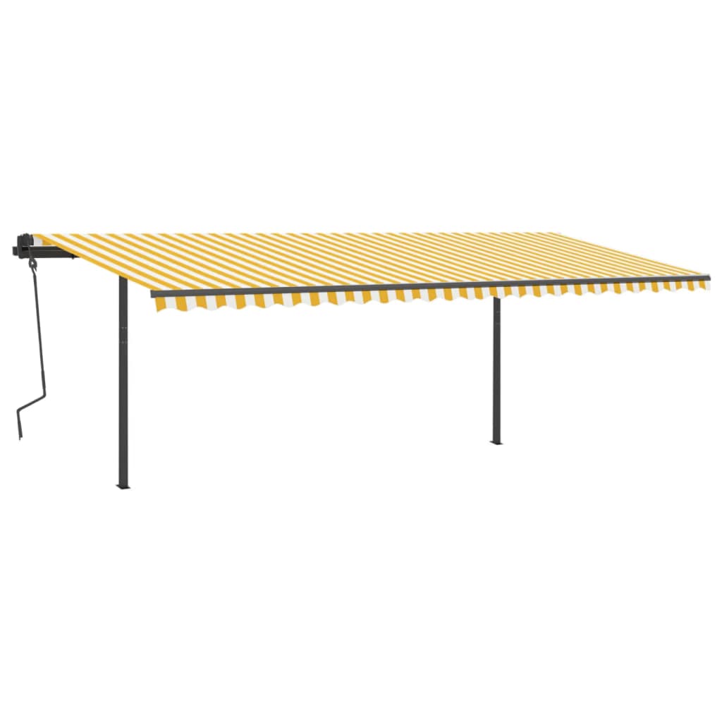 Manual Retractable Awning with Posts 6x3 m Yellow and White