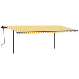 Manual Retractable Awning with Posts 6x3 m Yellow and White