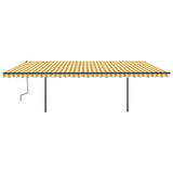 Manual Retractable Awning with Posts 6x3 m Yellow and White