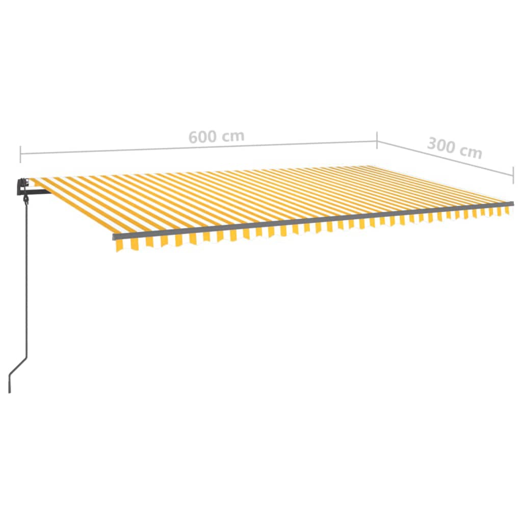 Manual Retractable Awning with Posts 6x3 m Yellow and White