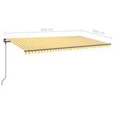 Manual Retractable Awning with Posts 6x3 m Yellow and White