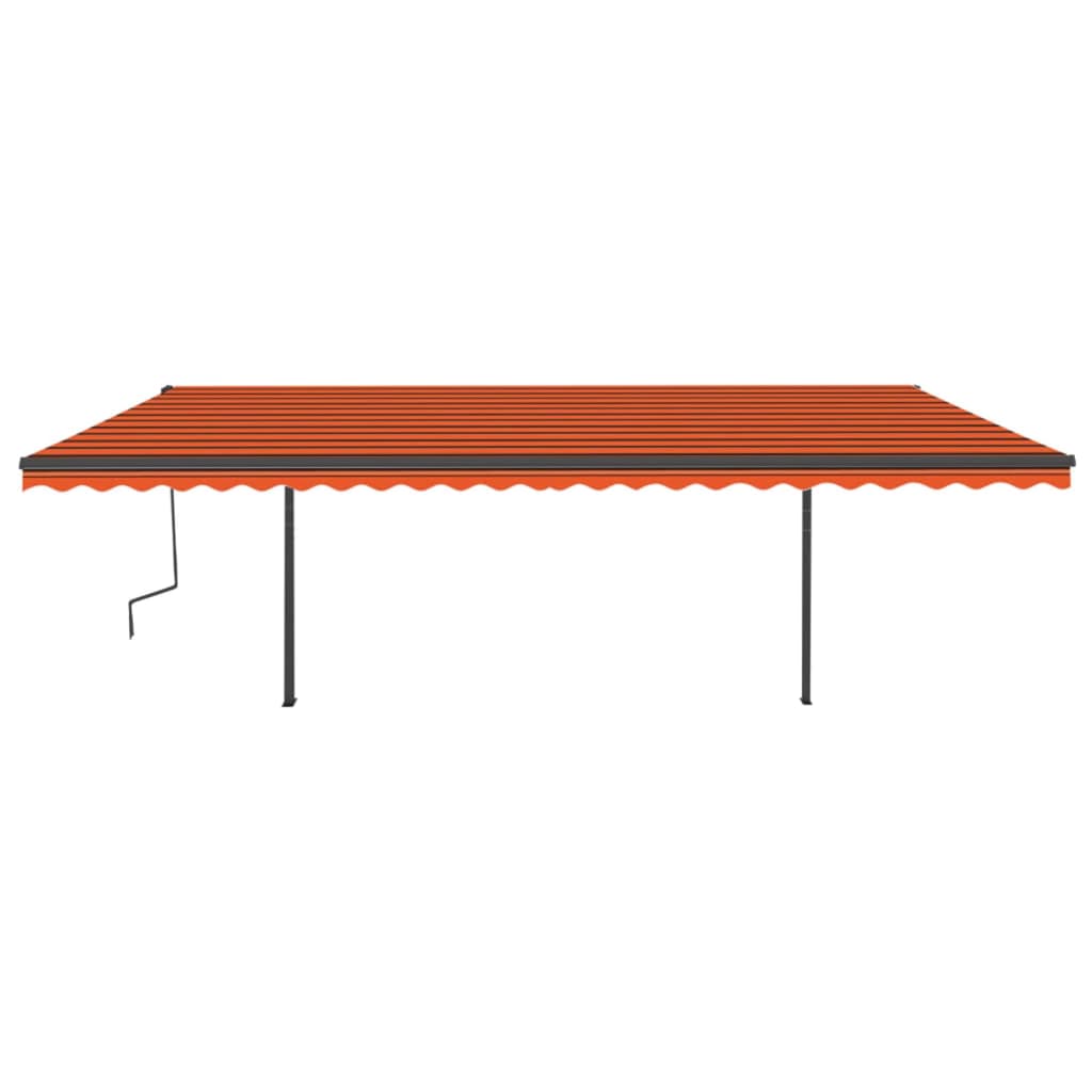 Manual Retractable Awning with Posts 6x3 m Orange and Brown