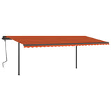 Manual Retractable Awning with Posts 6x3 m Orange and Brown