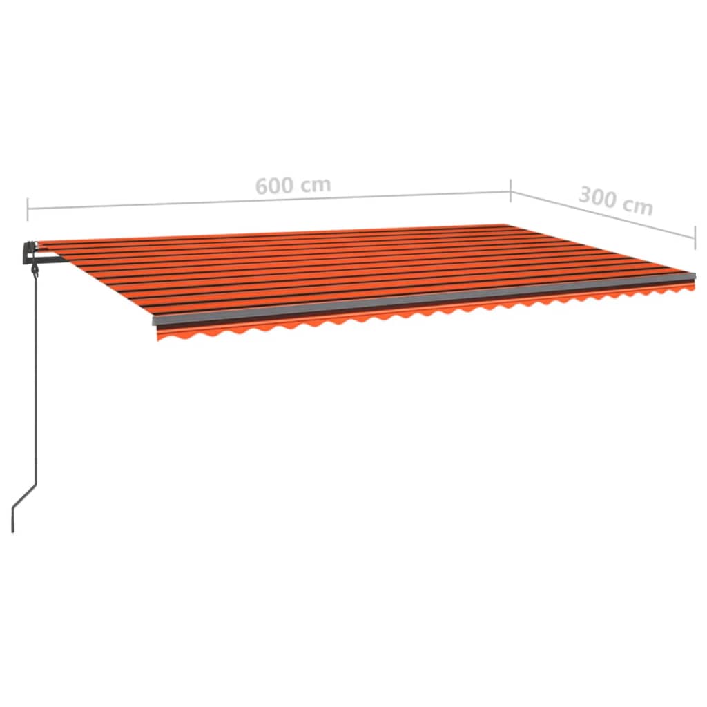 Manual Retractable Awning with Posts 6x3 m Orange and Brown