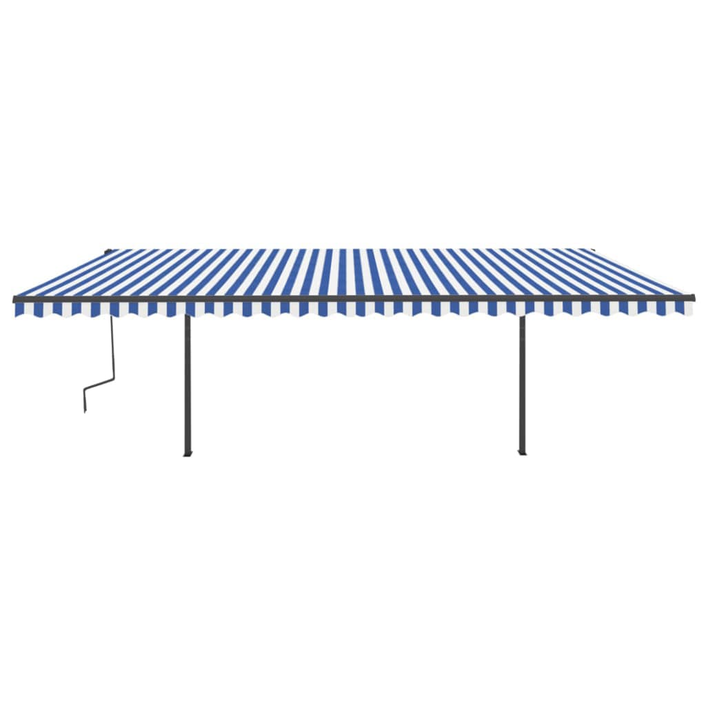 Manual Retractable Awning with LED 6x3 m Blue and White