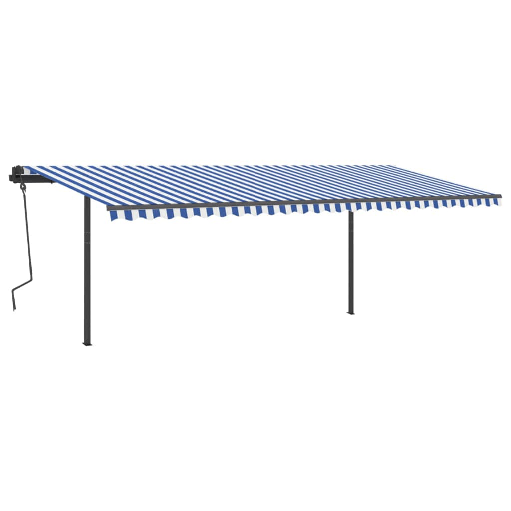 Manual Retractable Awning with LED 6x3 m Blue and White