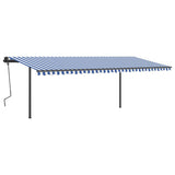 Manual Retractable Awning with LED 6x3 m Blue and White