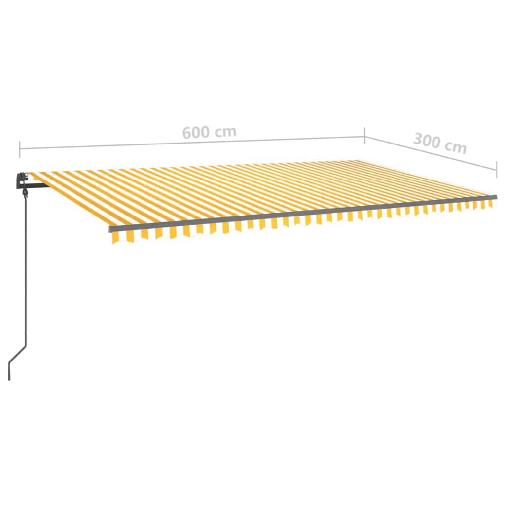 Manual Retractable Awning with LED 6x3 m Yellow and White