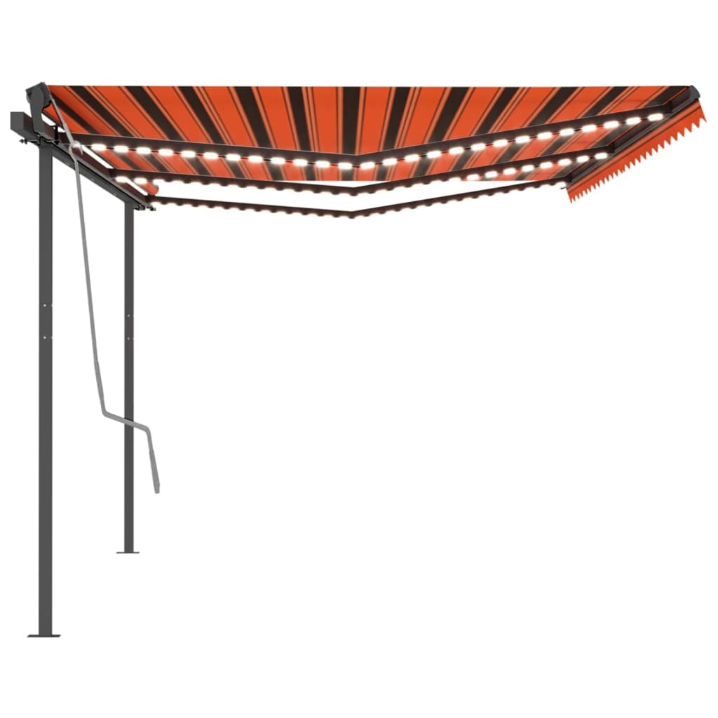 Manual Retractable Awning with LED 6x3 m Orange and Brown