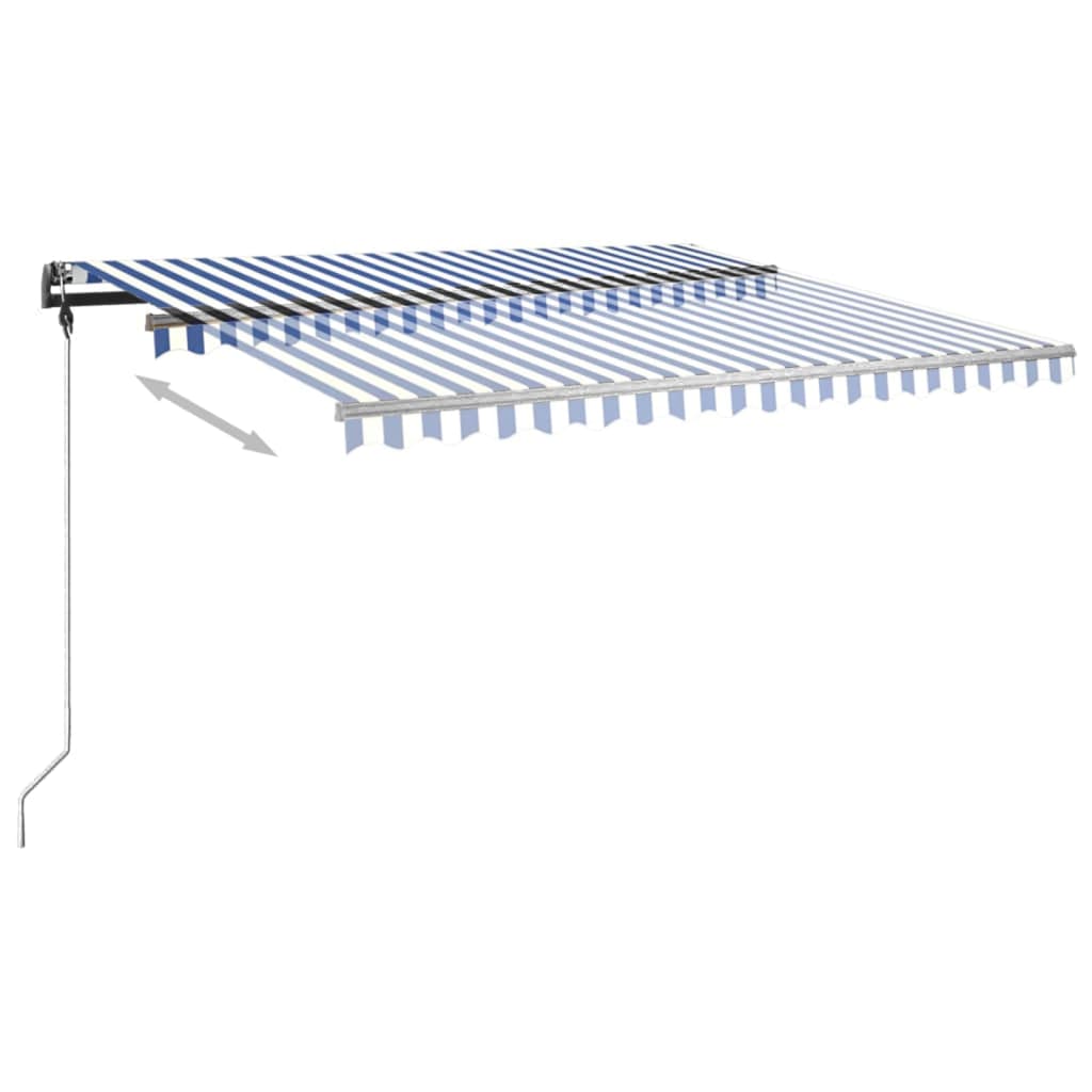 Manual Retractable Awning with Posts 4x3.5 m Blue and White