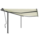 Manual Retractable Awning with Posts 4x3.5 m Cream