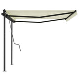 Manual Retractable Awning with Posts 4x3.5 m Cream