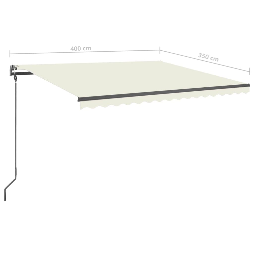 Manual Retractable Awning with Posts 4x3.5 m Cream