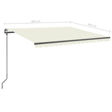 Manual Retractable Awning with Posts 4x3.5 m Cream