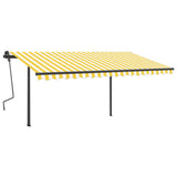 Manual Retractable Awning with Posts 4x3.5 m Yellow and White