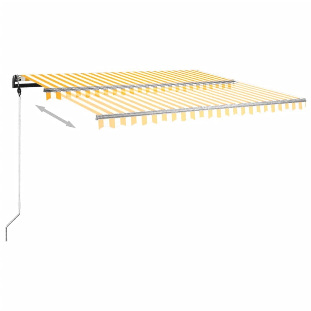 Manual Retractable Awning with Posts 4x3.5 m Yellow and White