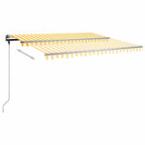 Manual Retractable Awning with Posts 4x3.5 m Yellow and White