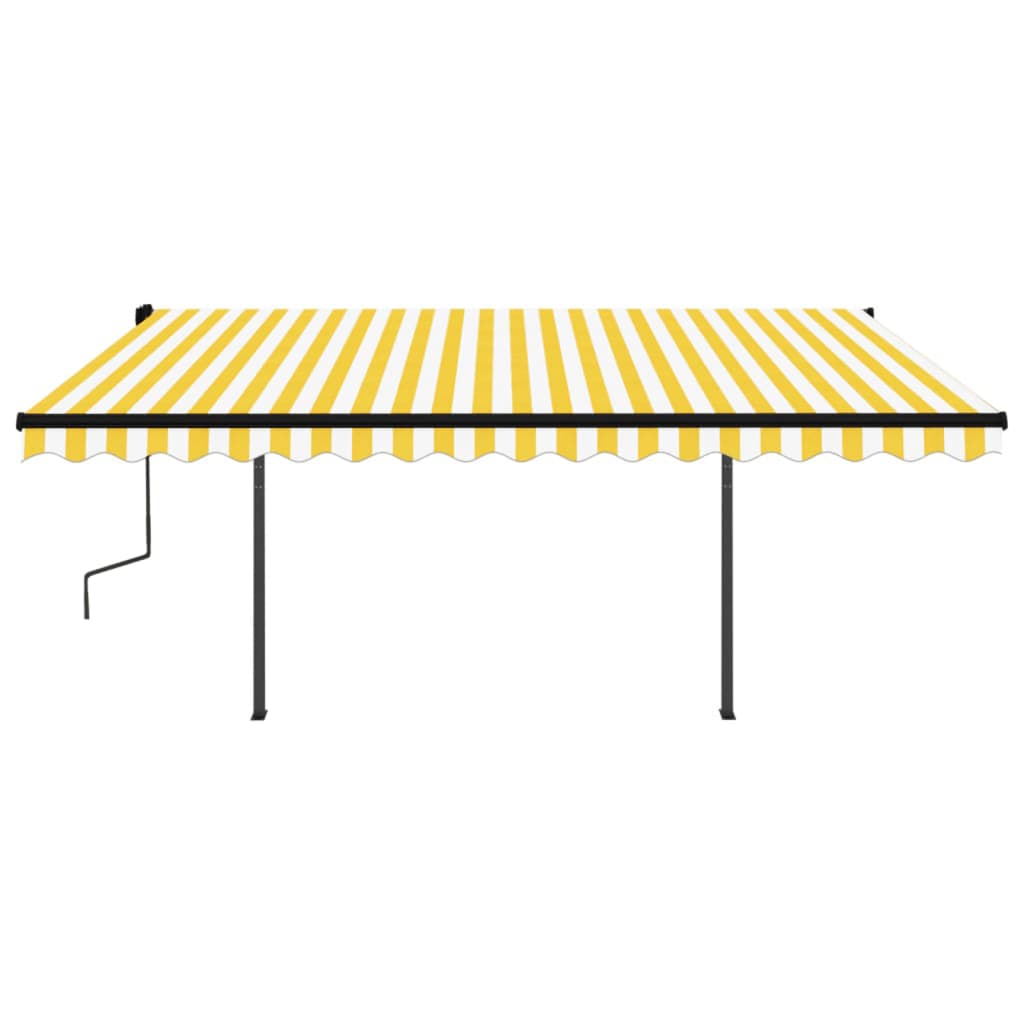 Manual Retractable Awning with Posts 4x3.5 m Yellow and White