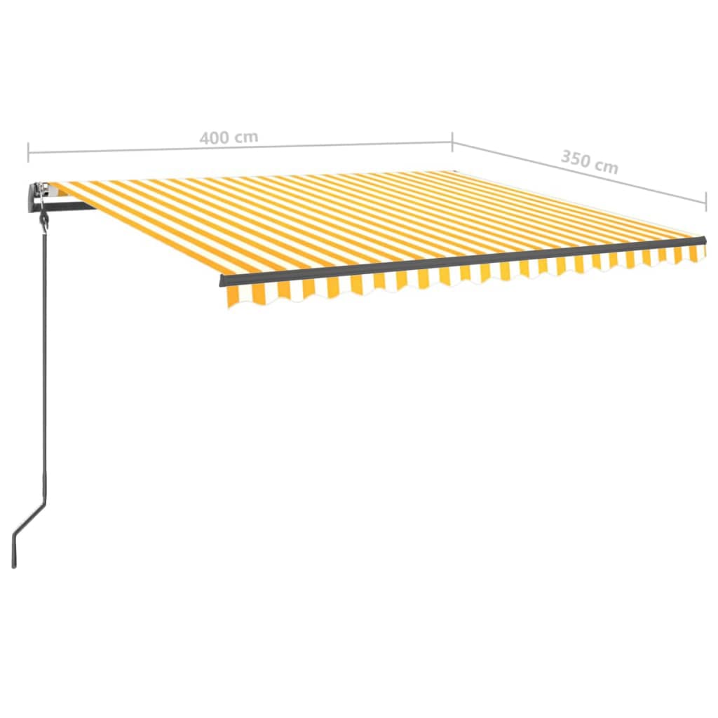 Manual Retractable Awning with Posts 4x3.5 m Yellow and White