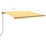 Manual Retractable Awning with Posts 4x3.5 m Yellow and White