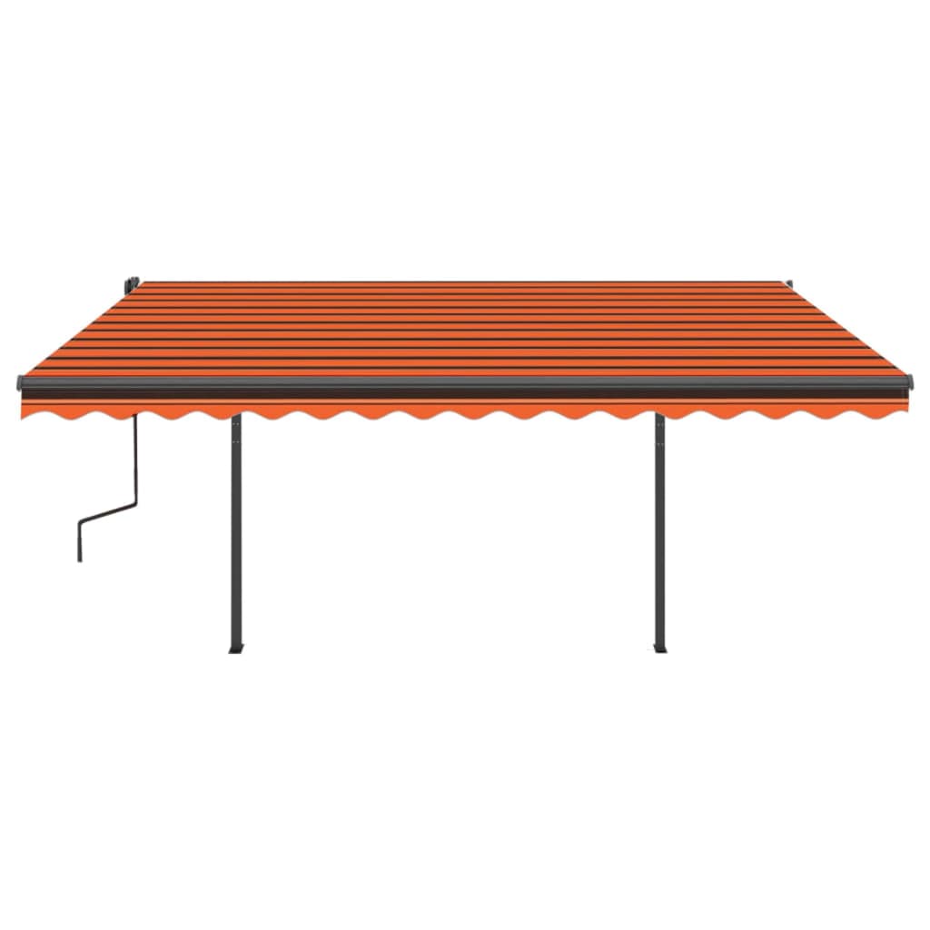 Manual Retractable Awning with Posts 4x3.5 m Orange and Brown