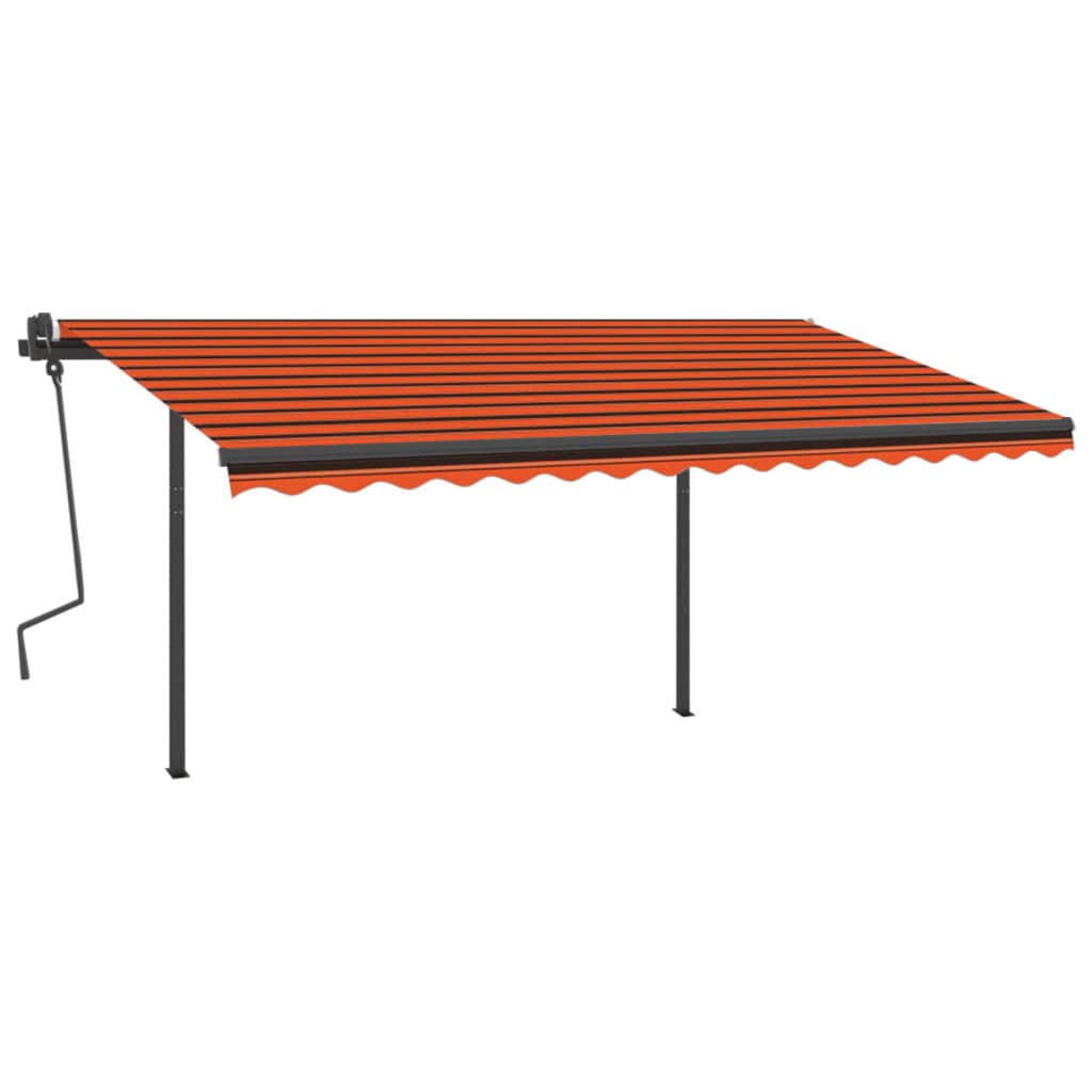 Manual Retractable Awning with Posts 4x3.5 m Orange and Brown