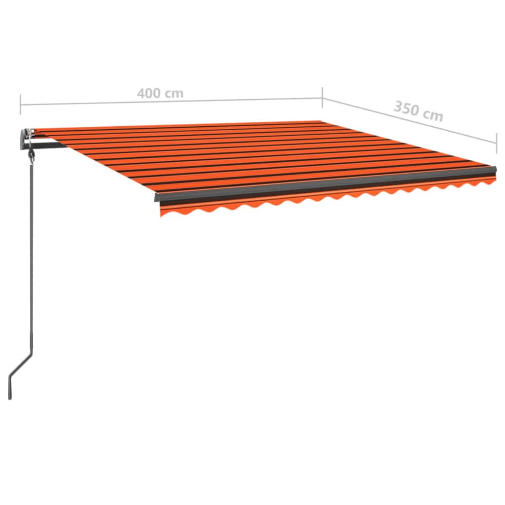 Manual Retractable Awning with Posts 4x3.5 m Orange and Brown