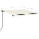 Manual Retractable Awning with LED 4x3.5 m Cream