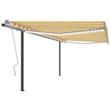 Manual Retractable Awning with LED 4x3.5 m Yellow and White