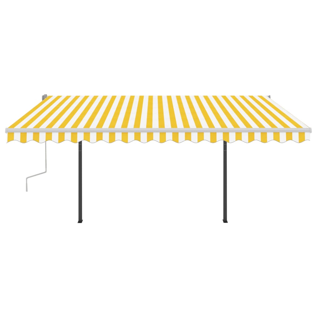 Manual Retractable Awning with LED 4x3.5 m Yellow and White