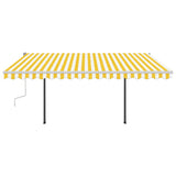 Manual Retractable Awning with LED 4x3.5 m Yellow and White