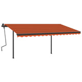 Manual Retractable Awning with LED 4x3.5 m Orange and Brown